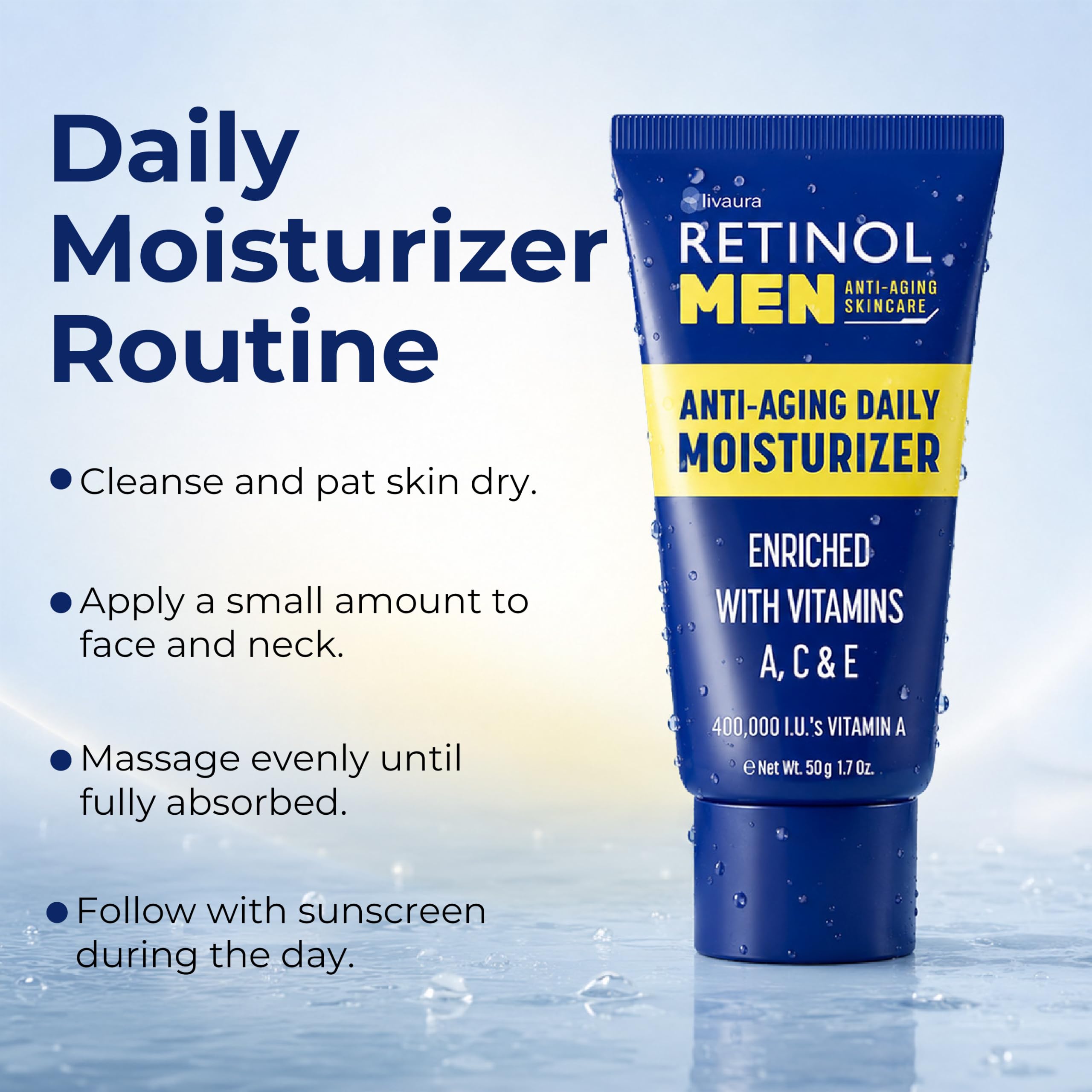 LIVAURA Retinol Face Moisturizer for Men, Hydrating Anti-Aging Cream