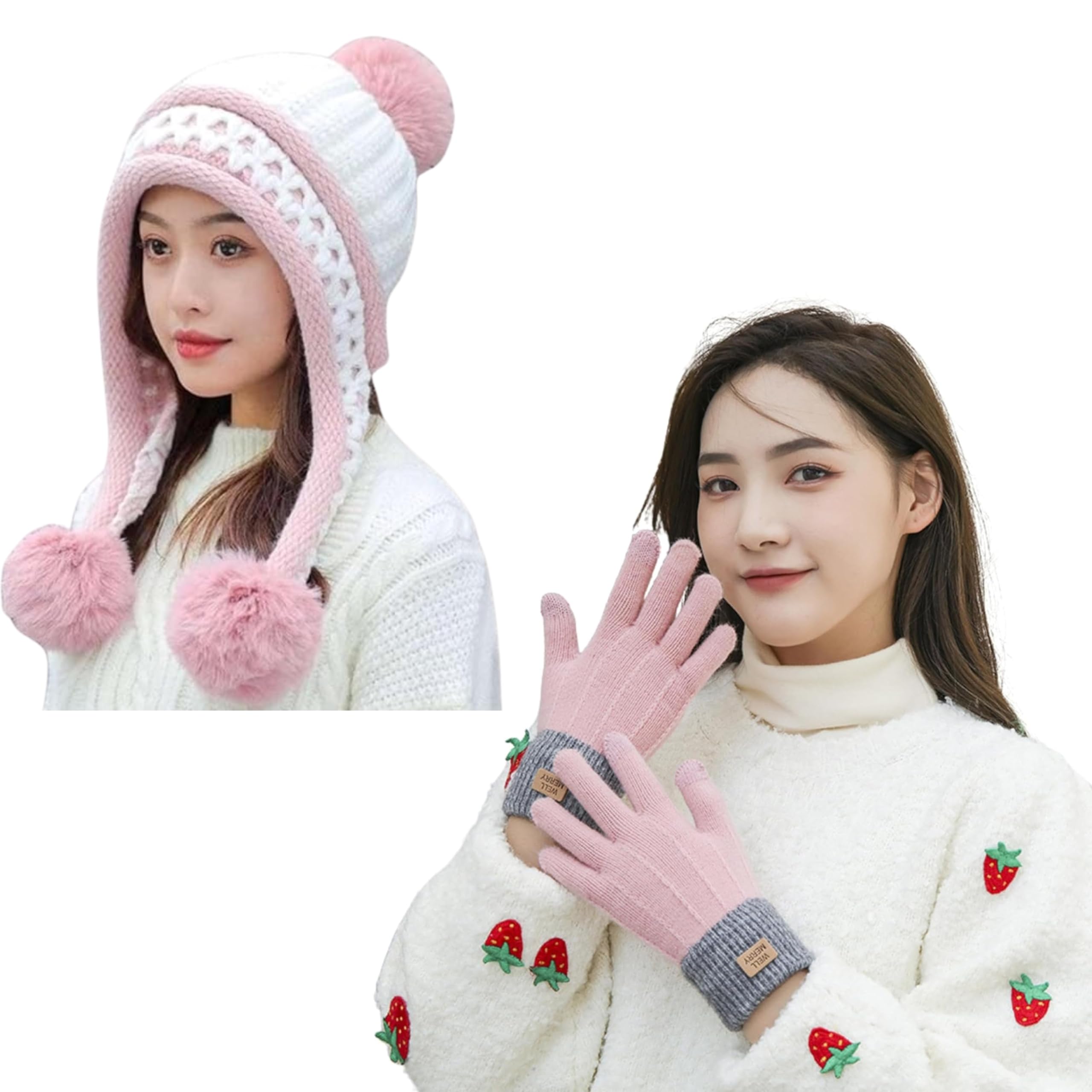 Tomorrow Pom Pom Beanie and Touch Screen Gloves Set for Cozy Winter Fashion - Soft Knit Hat and Thermal Gloves for Outdoor Winter Activities - Comfortable and Stylish in Cold Weather-image-6