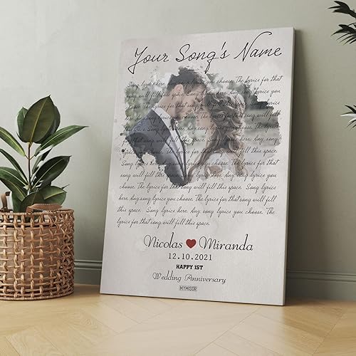 Miniatura 2 de MYMISOR Letras de canción de boda arte de pared personalizado para parejas marido y esposa regalos estéticos para sala de estar decoración familiar
