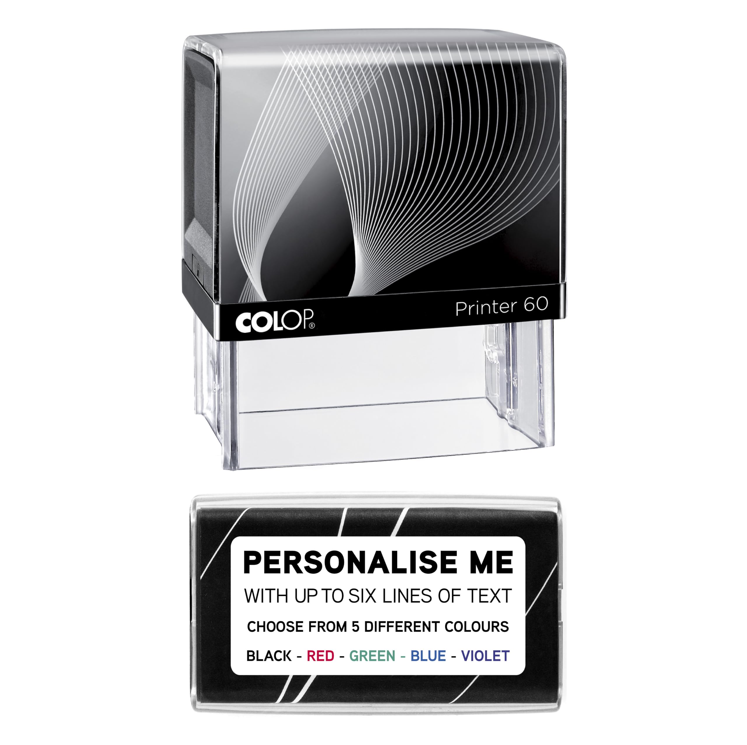Premium Personalised Custom Made Self-Inking Business Company Address Rubber Ink Stamp - Up to 6 Lines of Customised Text - 77 x 30mm