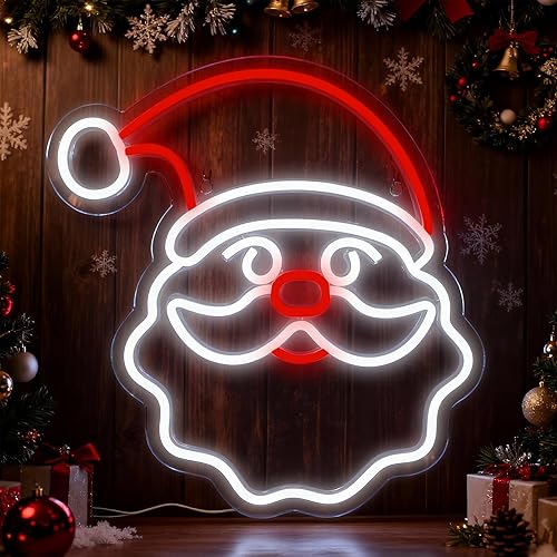 Letrero de neón con luces LED de neón de Papá Noel, decoración de árbol de Navidad, letreros de neón para decoración de pared, alimentados por USB,
