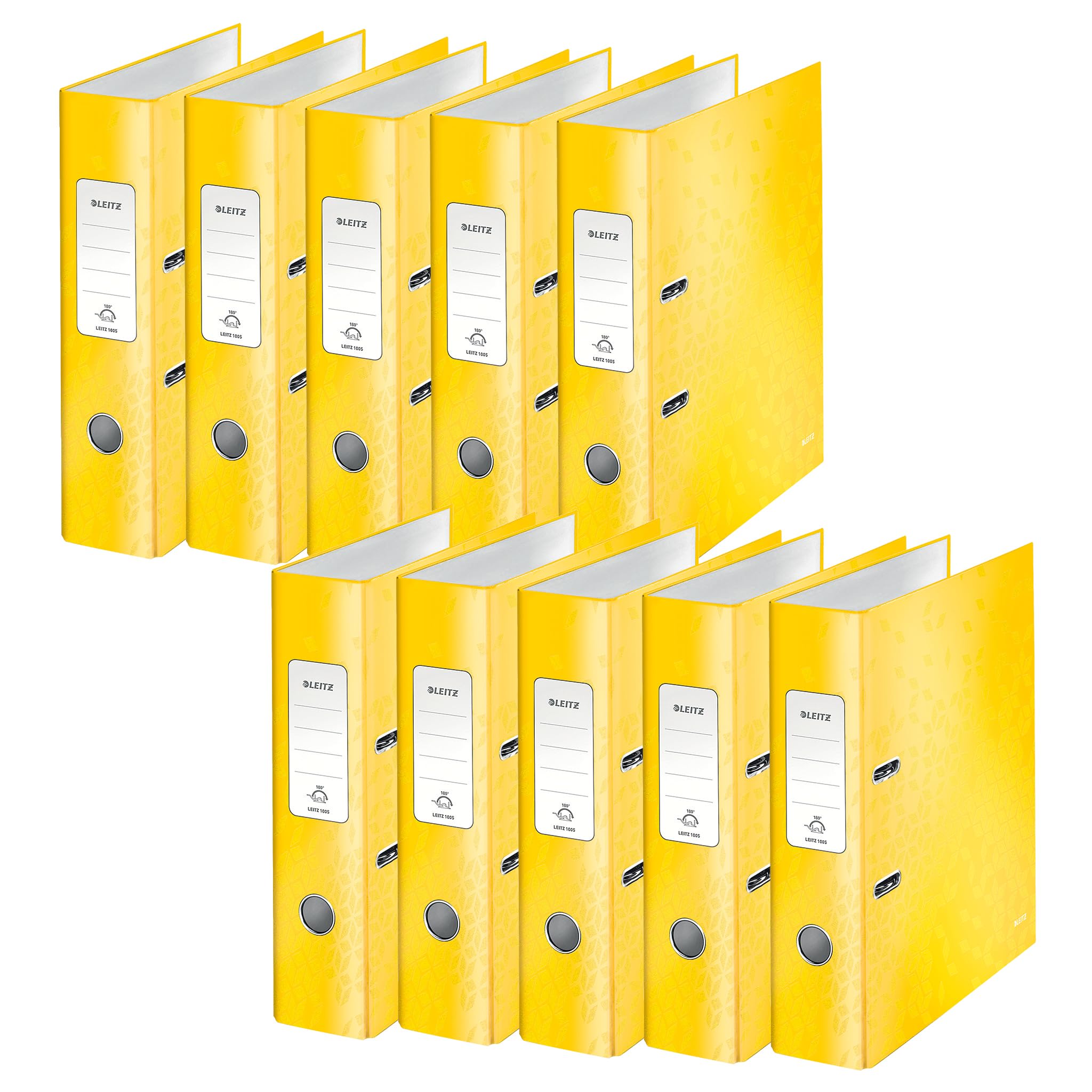 Leitz A4 Lever Arch File, Yellow, 80 mm Spine Width, Wow Range, 10050016, Design May Vary