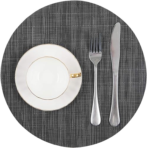 Miniatura 8 de SHACOS Juego de 5 manteles individuales pequeños de vinilo tejido con cuña de vinilo con centro de mesa, resistentes al calor, se limpian con un