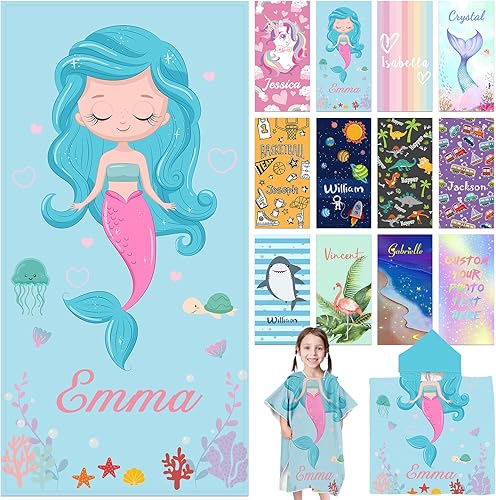Toallas de playa personalizadas para niños, toallas de playa personalizadas con nombres, regalos personalizados para niños pequeños, niñas y