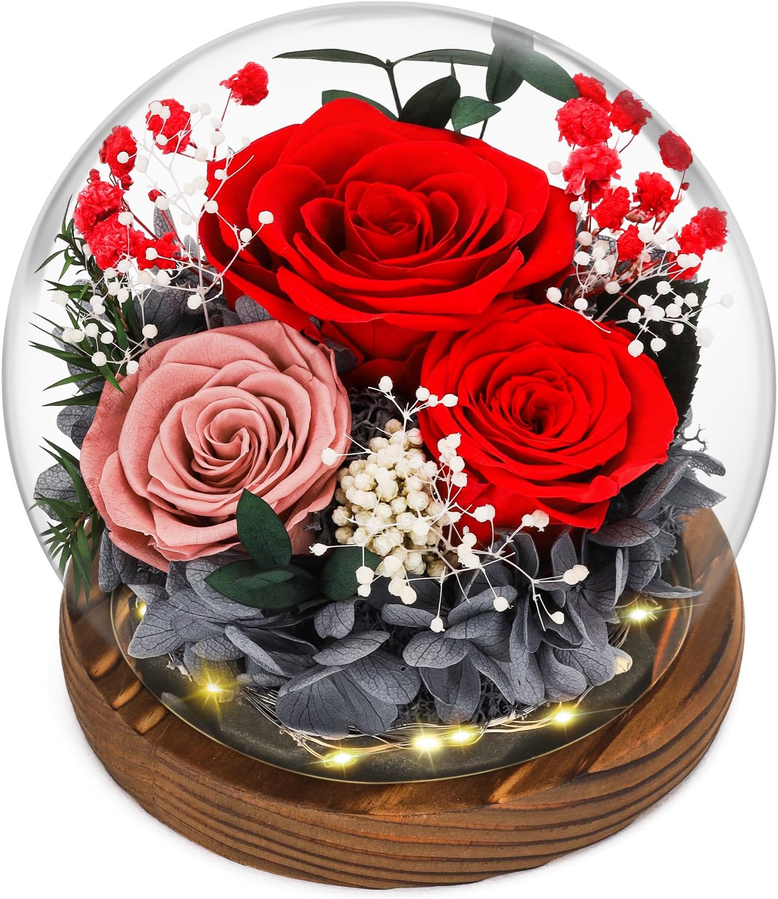 Véritables Fleurs Pour Femme, Rose éternelle Préservée Dans Un Dôme En Verre, Cadeau D'amour éternel Pour Maman, Grand-mère, Anniversaire Pour Elle, Semaine D'allaitement