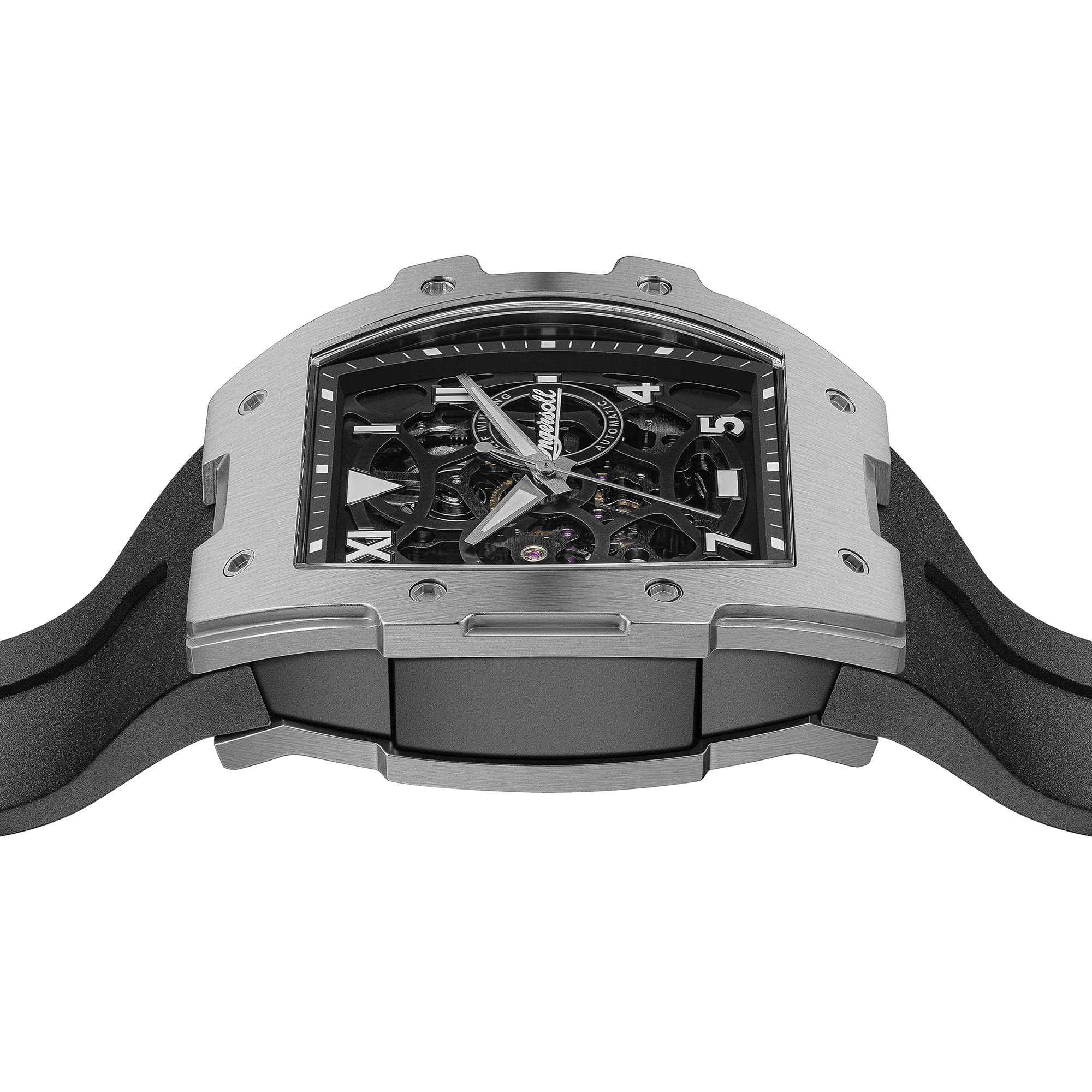 Ingersoll The Play Męski automatyczny zegarek 45 mm z tarczą szkieletową i paskiem PU