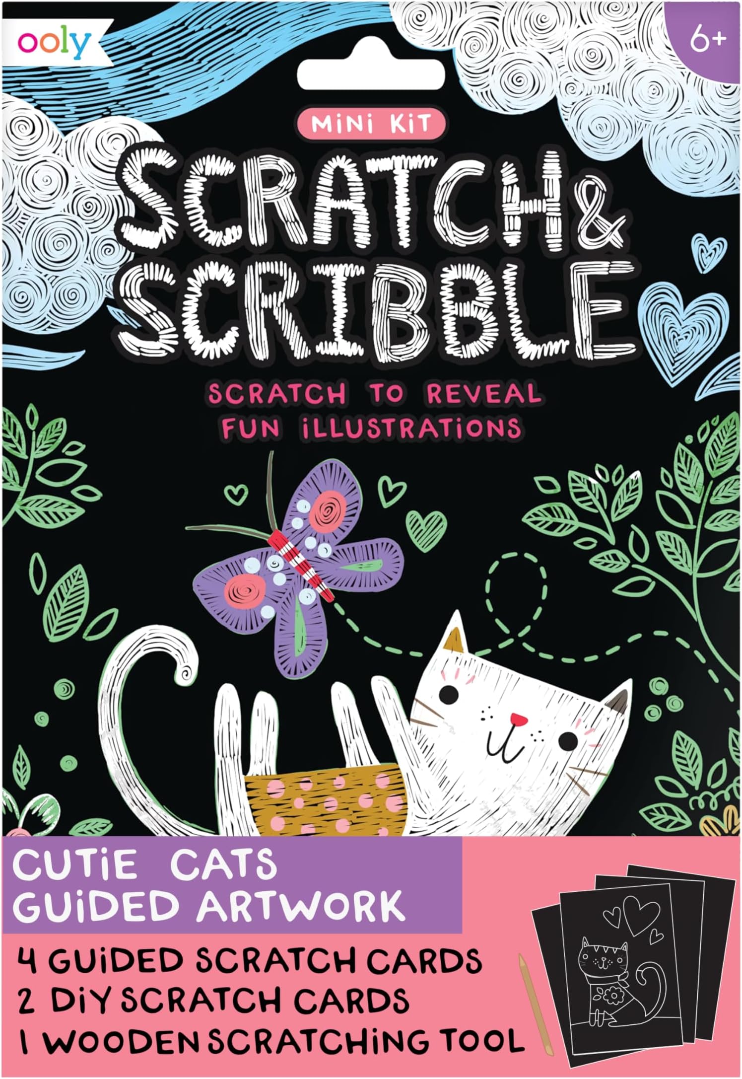 Ooly Mini Scratch & Scribble Art Kit: Cutie Cats