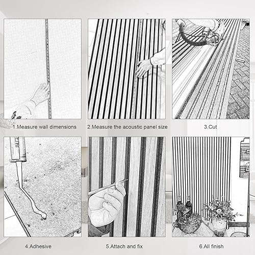 Miniatura 5 de NeatiEase Panel de pared de madera 3D, paneles de pared insonorizados de 94.5 pulgadas para decoración de pared interior, cancelación de ruido,
