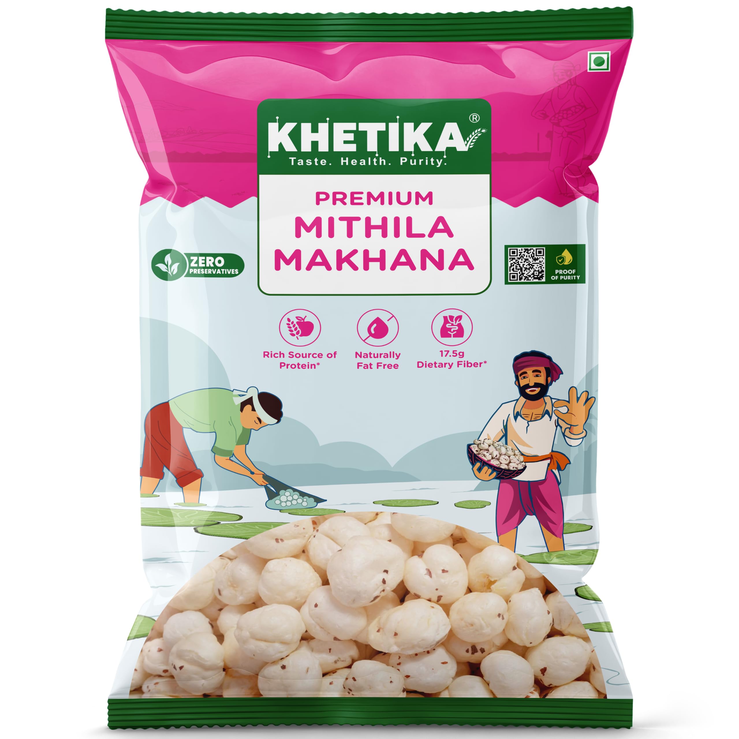 Khetika Premium Raw Phool Makhana 250g | Pesticide Free | Handpicked Jumbo Size | Direct from Farm | Premium Lotus Seeds | Natural & Crunchy | Fit for Fasting | Hygienically Packed-image-35