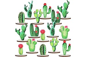16 Pcs Wooden Cactus Party Decorations