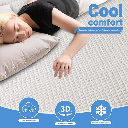 Miniatura 2 de Protector de colchón de bambú de alta calidad, tamaño King, impermeable y ultrasuave, transpirable, sin ruido, lavable, para mayor comodidad y