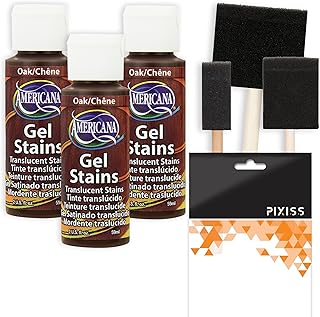 Americana Gel Stain Wood Stain Paint 3-Pack – Oak, 2-Ounce Bottles with Foam Brushes for Easy Gel Stain Application on Wood Surfaces