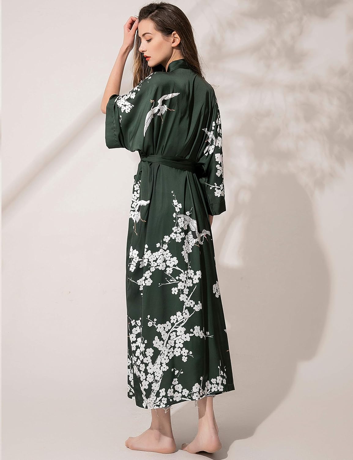 Aensso Long Soft Lightweight Silky Kimonos Robes for Women, Luxury Japanese Floral Womens Kimono Robe - Image 5