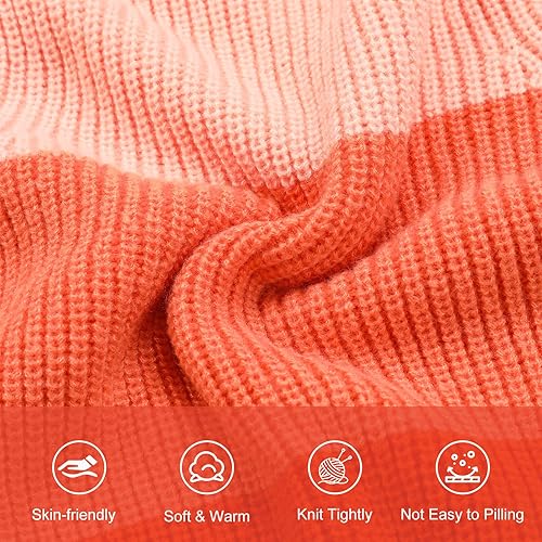 Miniatura 3 de TRENDSTITCH Suéteres de punto de manga larga con cuello redondo para niñas, suéter de otoño e invierno