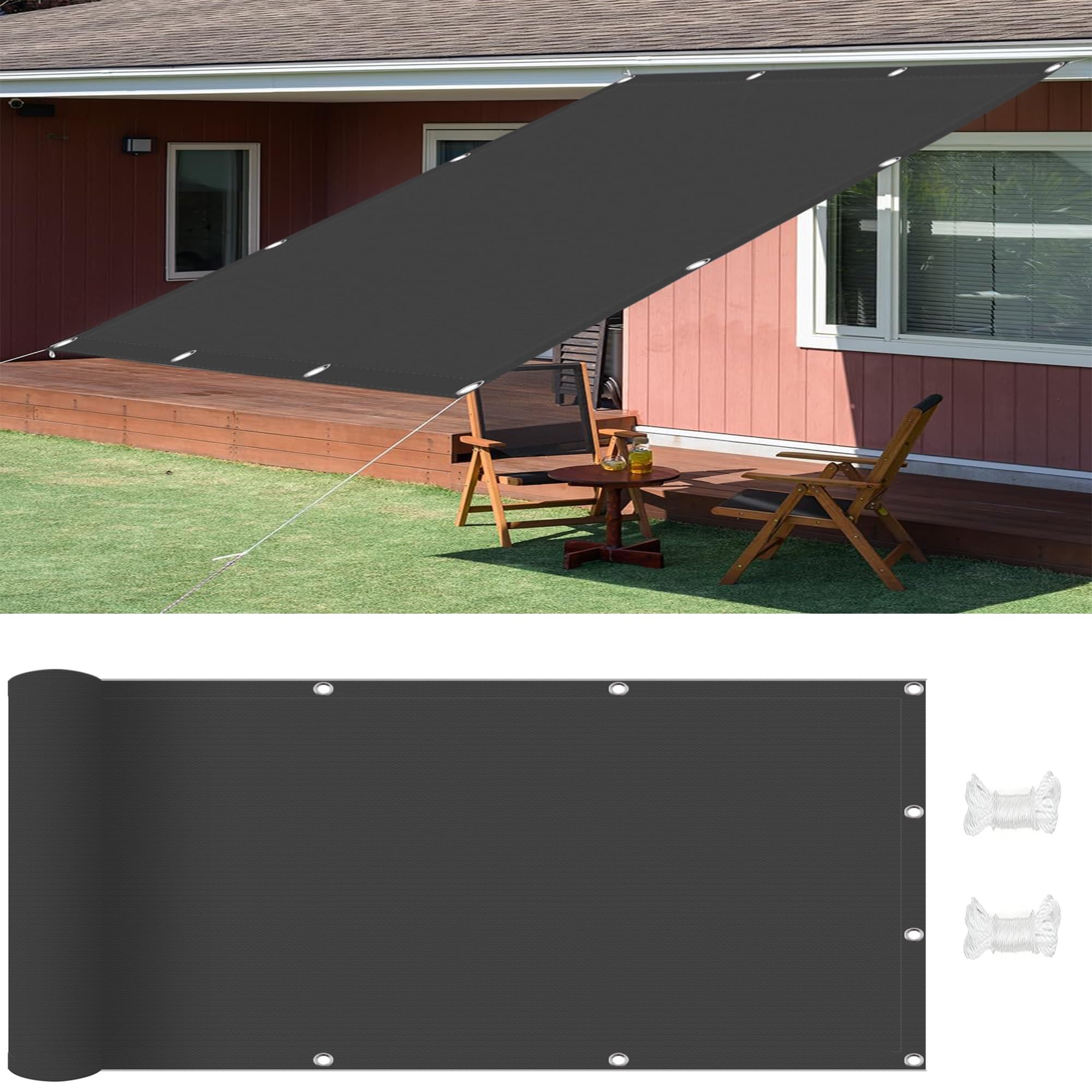 Tissu d'ombrage imperméable gris pour bloquer la chaleur et les UV sur une pergola en été