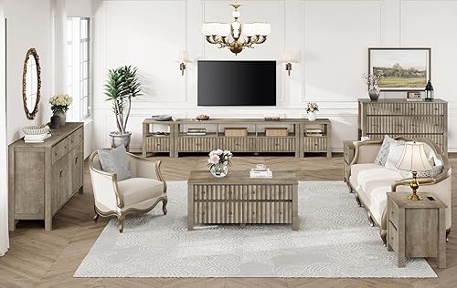 Miniatura 7 de WAMPAT Paquete de 2 mesas auxiliares modernas, mesa auxiliar rectangular con cajones de almacenamiento deslizantes, mesa central con patas de madera