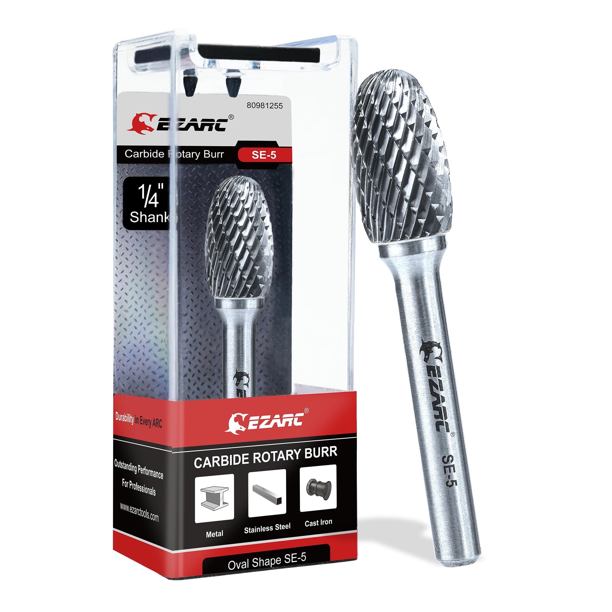 EZARC Tungsten Carbide Rotary Burr Bit, SB-5 Double Cut, 1/4-Inch Shank — Amazon image 12