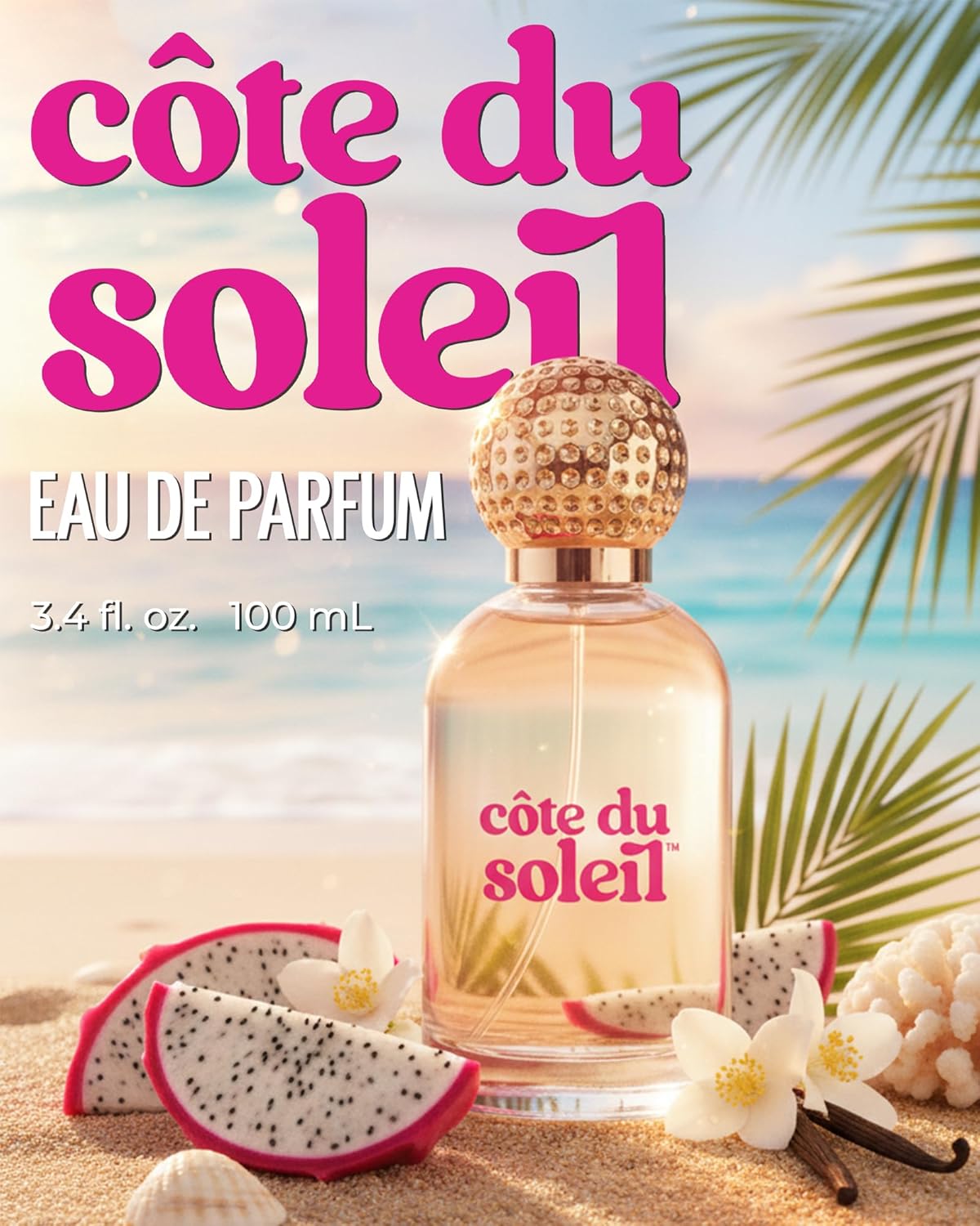 PB ParfumsBelcam Côte du Soleil Eau de Parfum for Women – Tropical Fruity Floral Scent with Dragon fruit, Jasmine & Vanilla – Long-Lasting Women’s Fragrance, Everyday Luxury Perfume, 3.4 fl oz - Image 2