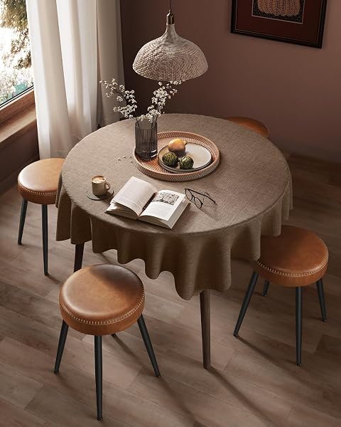 VASAGLE EKHO Kollektion - Esszimmerstühle, 2er Set, Küchenstühle, Kunstleder, Mid-Century-Modern-Stil, 48,2 cm hoch, einfacher Aufbau, Schlafzimmer, karamellbraun LDC170K02 - 2