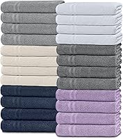 Vista 14 de White Classic Wealuxe Toallas grises para baño 6 paquete, juego de toallas de baño de algodón para hotel, gimnasio, spa, suaves, extra absorbentes