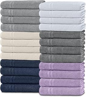 White Classic Wealuxe Cotton Washcloths - Soft Absorbent Bathroom Face Towels - 12x12 Inch - Multi - 24 Pack Price In India