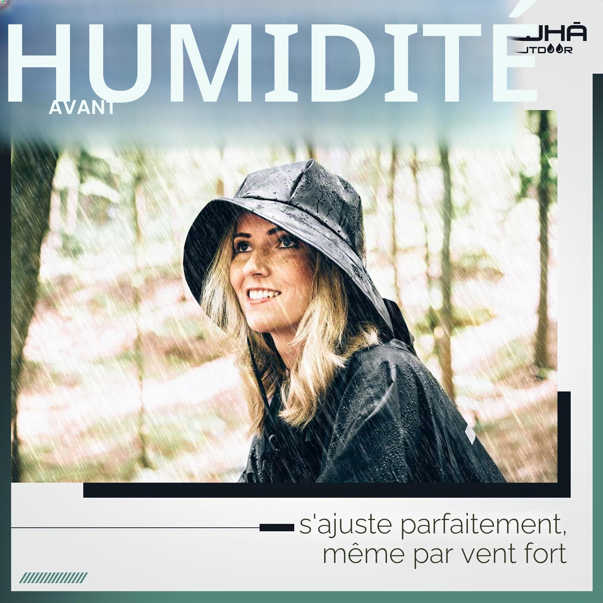 AWHA Chapeau de Pluie suroît Noir/Unisexe - Chapeau imperméable à Large Bord avec Oreillettes
