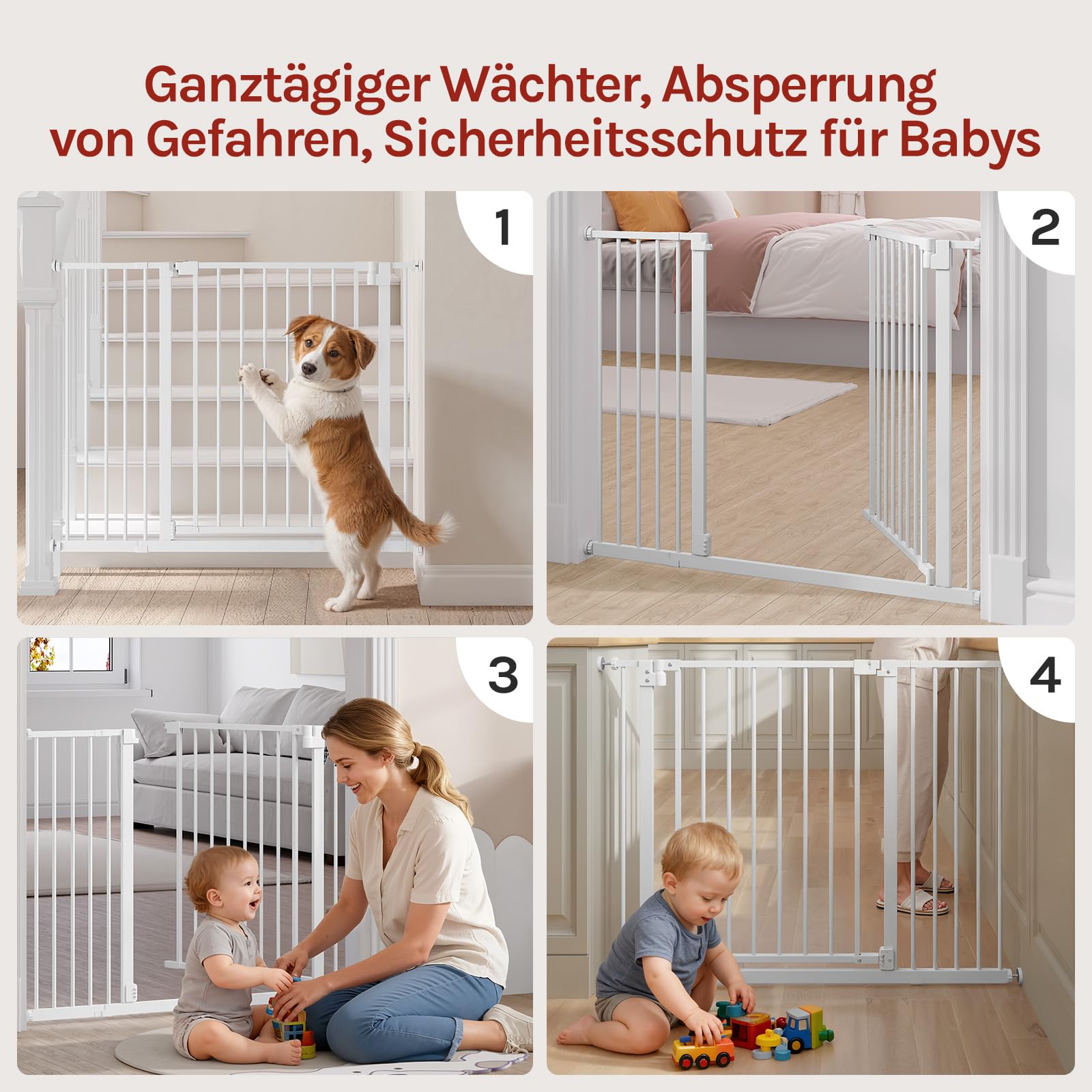 WOLTU Verlängerung für Tür- und Treppenschutzgitter | Metall Erweiterung ohne Bohren | Zubehör für Kinderschutzgitter | 13 cm, Weiß
