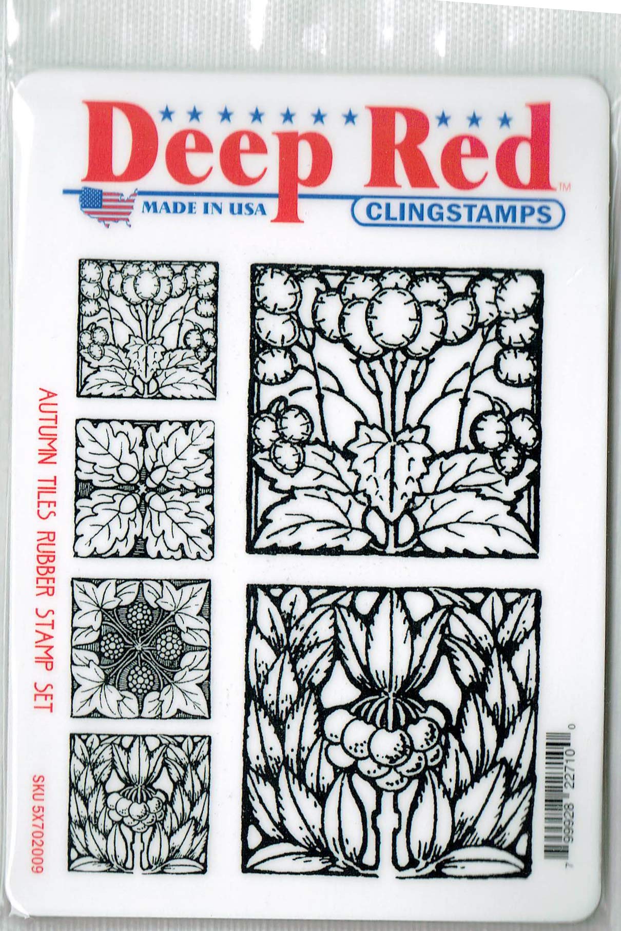 Deep Red Stamps Summer Tiles Rubber Stamp Set - Deep Etch Red Rubber Cling Mount Stamps