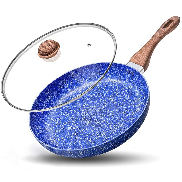 MICHELANGELO Frying Pan 28cm, Nonstick Frying Pan with Stone-Derived Interior, Nonstick Frying Pans, Granite Frying Pan, Nonstick Skillets, Stone Skillets 28cm, Induction Compatible