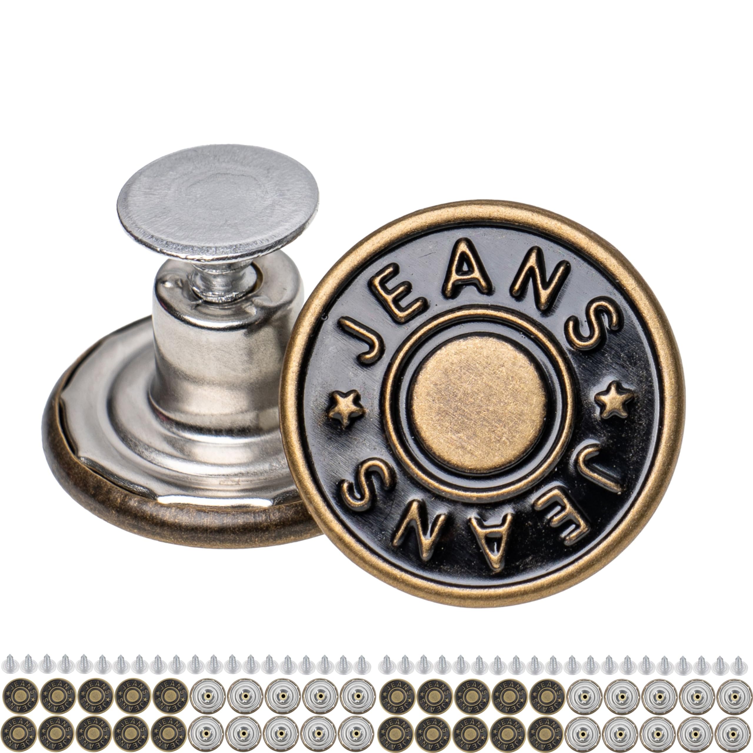 Bottoni Jeans 17mm Kit 24 Pezzi - Bottini Stringi Pantaloni Regolabili - Foto 12