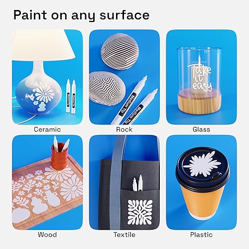 Miniatura 2 de ARTISTRO 2 rotuladores de pintura acrílica blanca para pintura de rocas, cerámica, madera, vidrio, neumáticos, plástico, de punta media, de 0.118