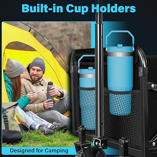 Miniatura 9 de Carro plegable con ruedas plegable 360 libras de servicio pesado plegable utilitario - Carro portátil todo terreno para comestibles, compras, al