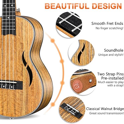 Miniatura 8 de Vangoa Advanced - Juego de guitarra eléctrica acústica de 12 cuerdas con ukelele acústico