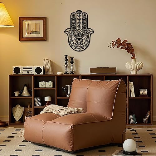 Miniatura 4 de Slickss Hamsa Mano de Fátima - Arte de pared de metal, protección contra el mal de ojo, arte de pared espiritual, arte de pared de geometría sagrada