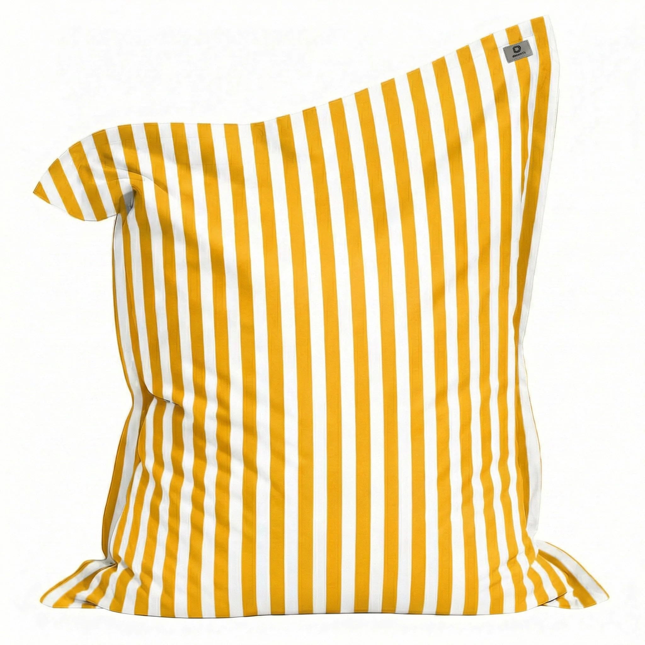 Housse pour Pouf Géant XXL 180x140cm Rayure Jaune Anti-UV Déhoussable