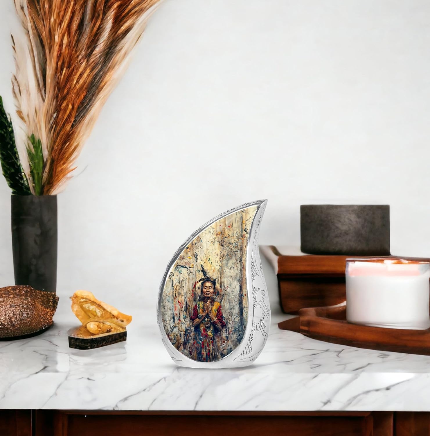 Native American Urn - Tear Drop Urns for Ashes - Urns for Ashes Adult Female - Burial Urns for Human Ashes Adult Male - Cremation Companion Urns (3 inch Pack of 1)