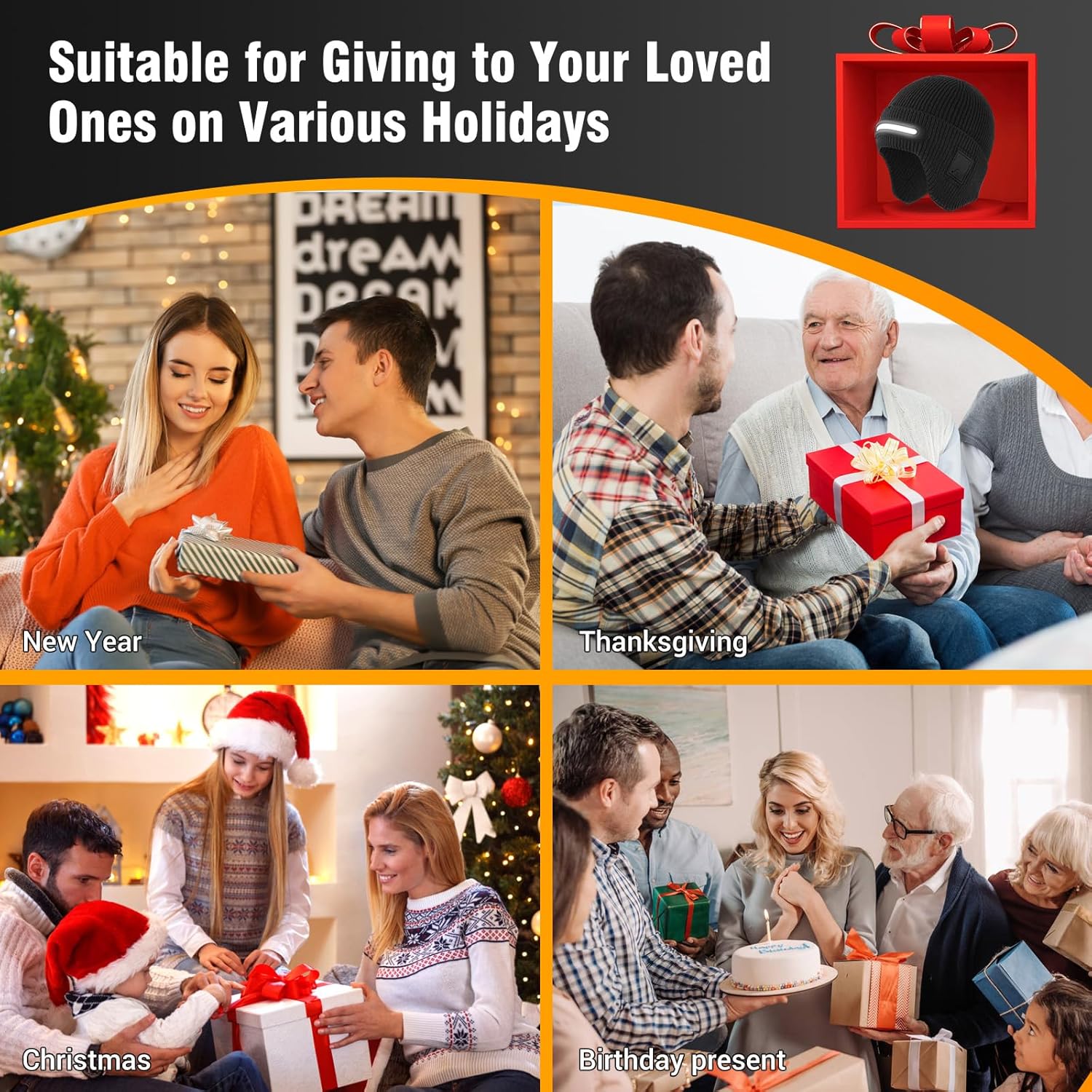 Beanie with Light, Unisex LED Rechargeable Headlamp Beanie, Warm Knitted Cap Black, Idea for Winter Gifts - Image 7