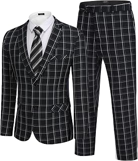 Men's 2 Piece Suits Classic Fit 2 Button Dress Suits Tuxedo Jacket Blazer for Wedding Business Dinner Prom