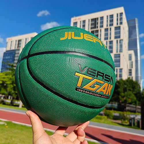 Miniatura 9 de Baloncesto oficial tamaño 7, cuero compuesto con agarre que absorbe la humedad, listo para interiores y exteriores Verde,Marrón oscuro,Marrón