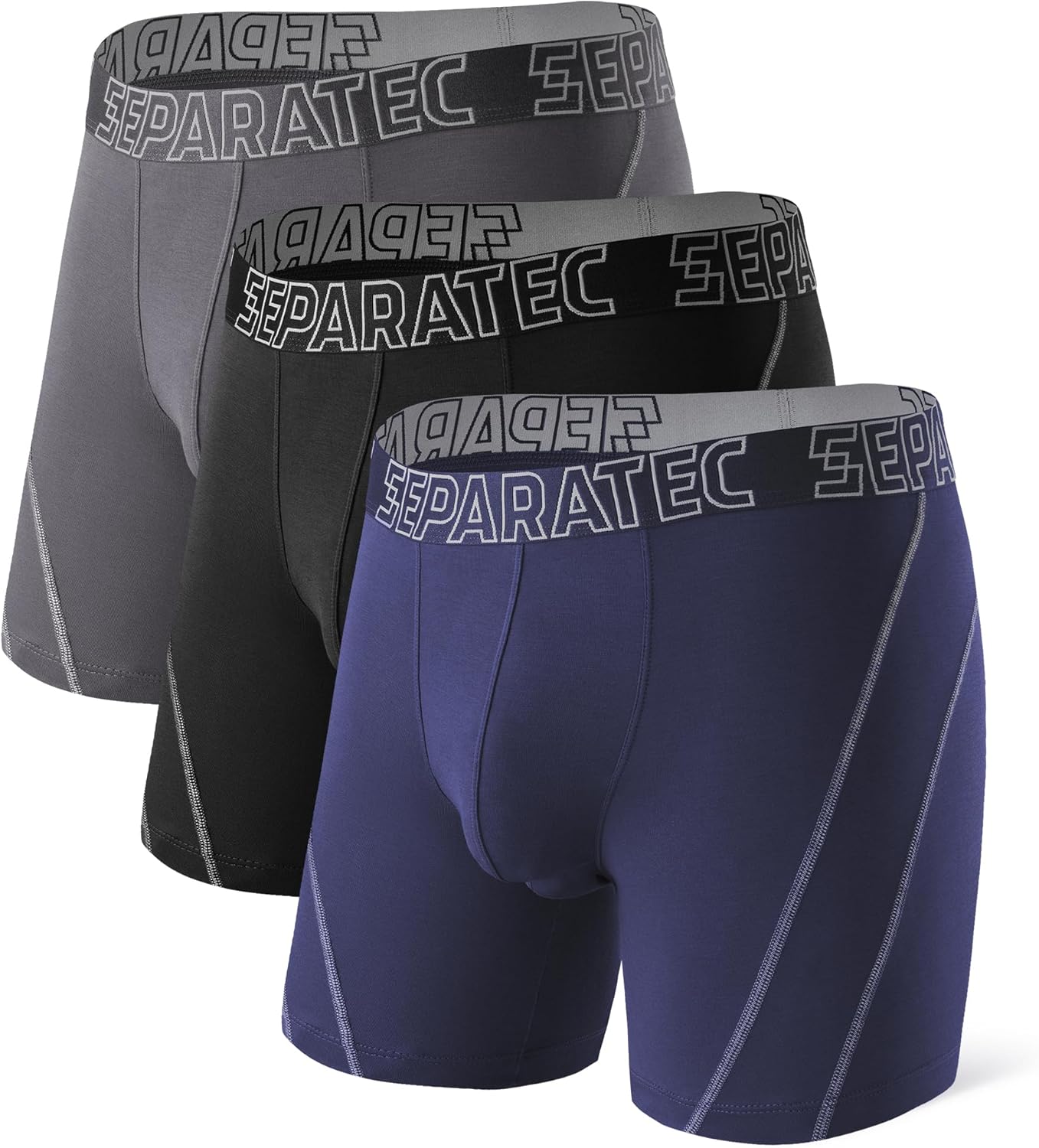Separatec Mens Underwear Dual Pouch Boxer Briefs Moisture Wicking & Breathable ComfortSoft Underwear with Fly 3 or 6 Pack