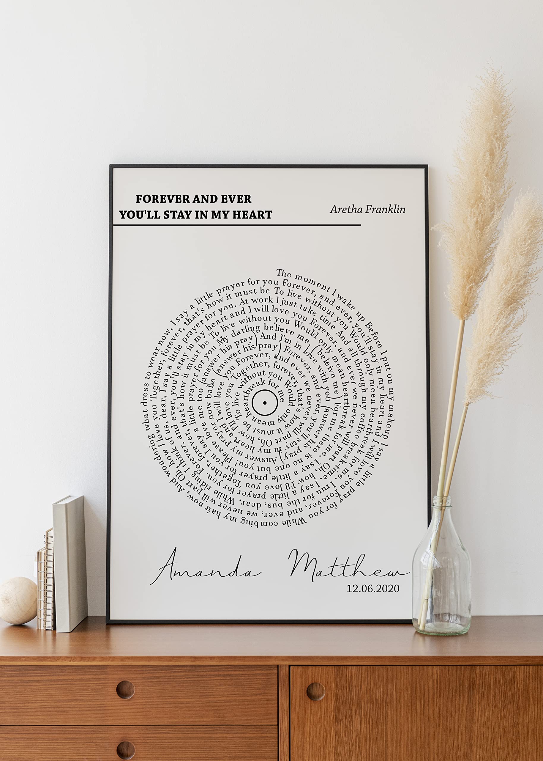 Personalized Record Lyrics Print - Wedding Song Print, Anniversary Gift, Personalized Song, Record Wedding Song, Custom Gift p1