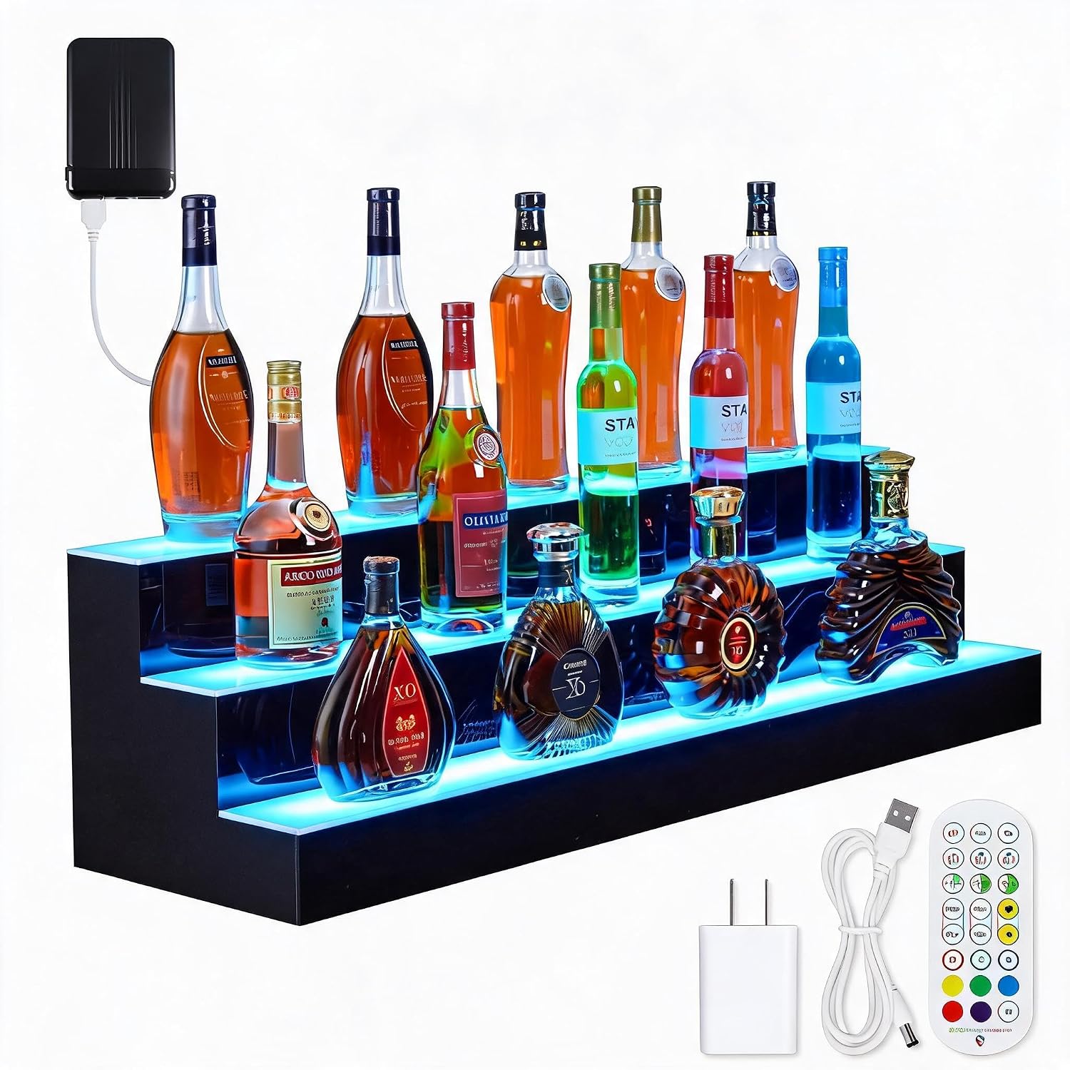 Aptliton LED Bar Shelf, 16-Color RGB Liquor Display Rack with Music Sync Mode