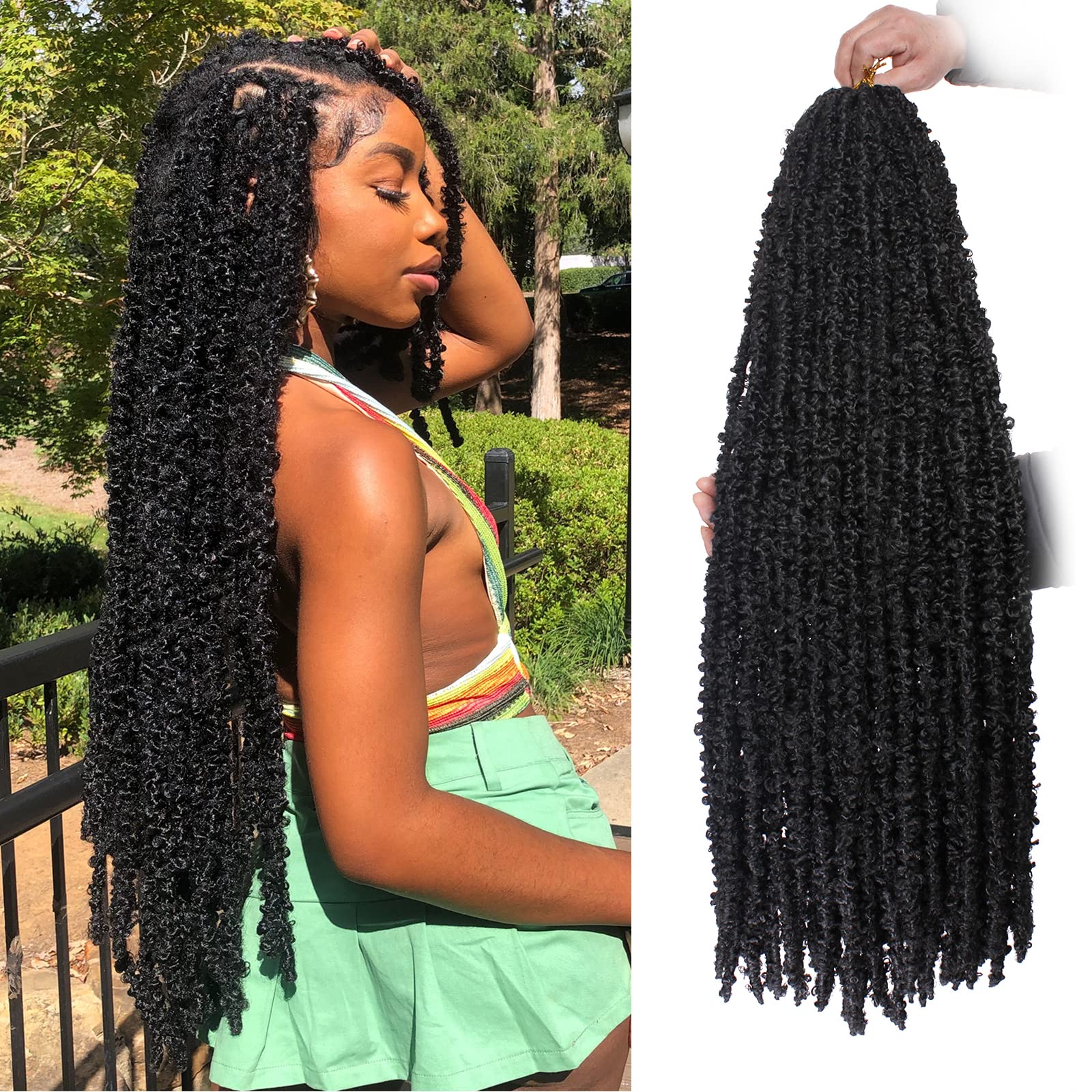 ZRQ 36 Inch Butterfly Locs Crochet Hair 6 Packs Pre-looped Distressed Locs Long Butterfly Locs Crochet Braids Hair Synthetic Goddess Locs Hair