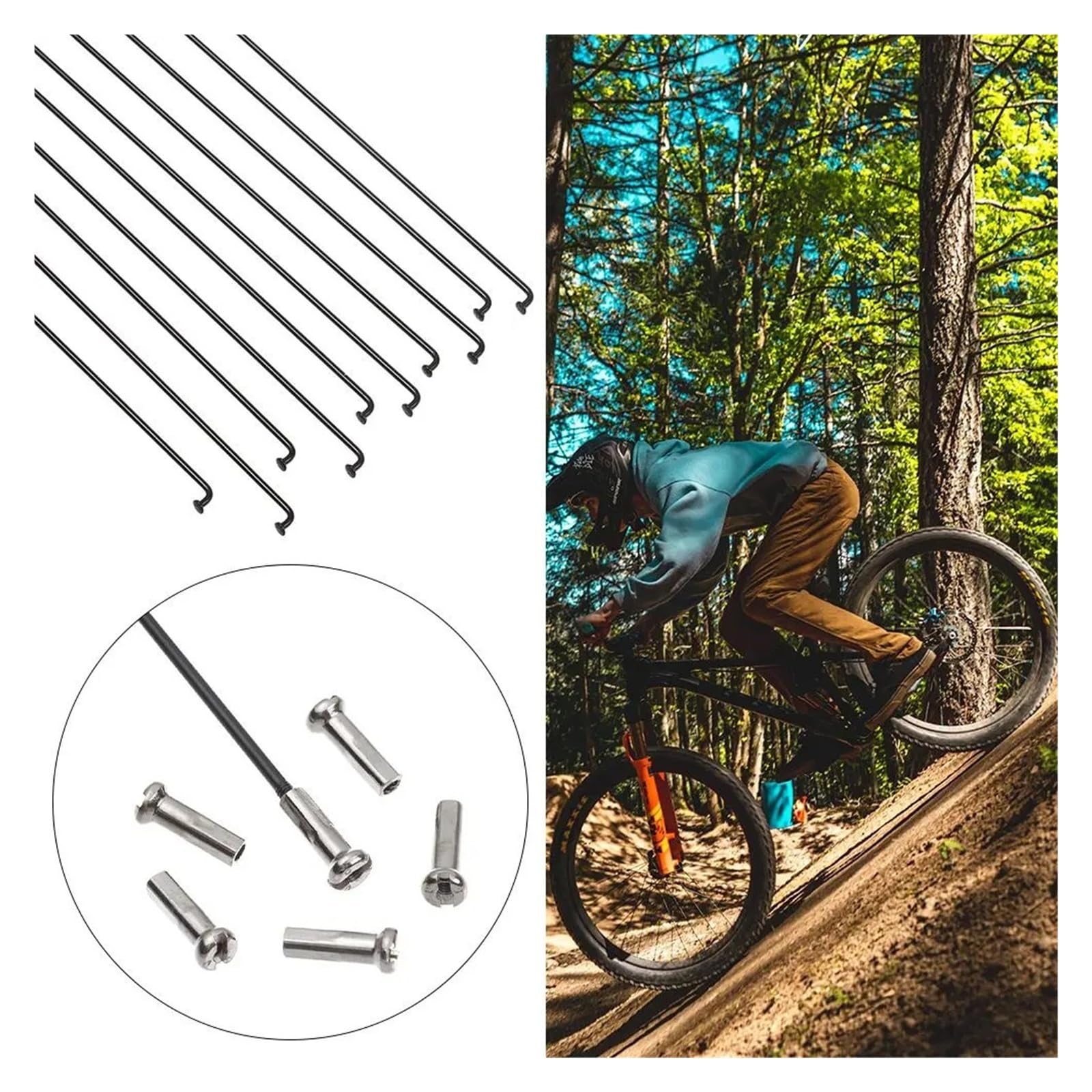 10 pezzi 14G per raggi di bicicletta con nippli in acciaio inox ad alta resistenza per mountain bike bici da strada all'aperto sostituzione 273-305 mm (240 mm)