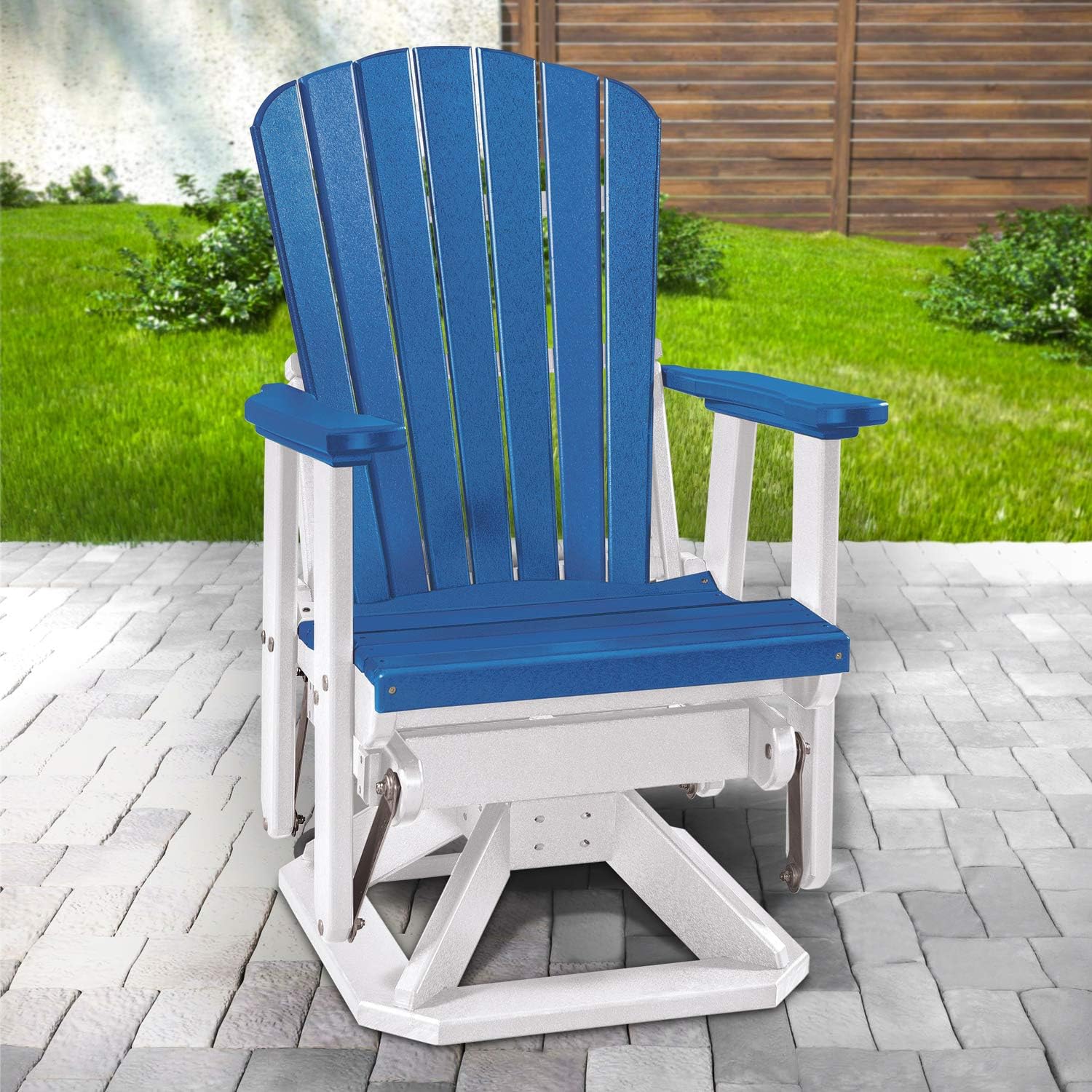 American Furniture Classics OS Home and Office Model 510BW Fan Back Swivel Glider in Blue and White