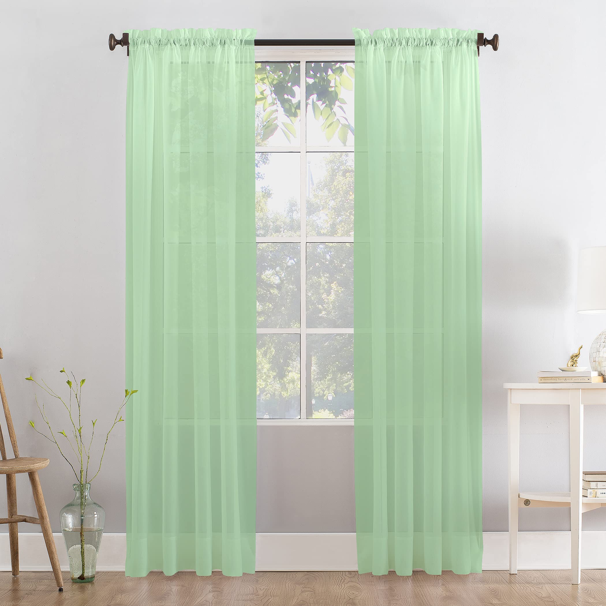 Megachest a pair of slot top voile curtains (Sage, 56" wideX90 drop 2 Panels)