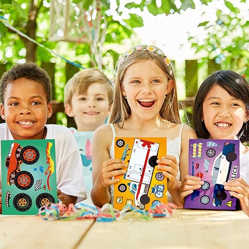 Miniatura 7 de Zonon Kit de 48 hojas para hacer tus propias calcomanías, 8 diseños, calcomanías de transporte de dibujos animados para automóvil, calcomanías para