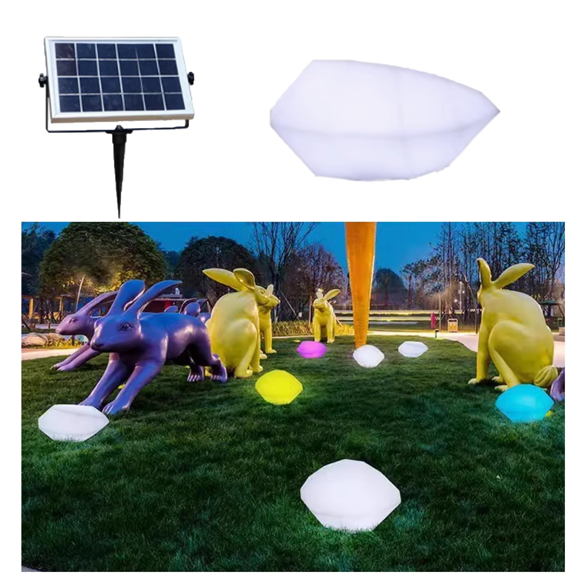 Luces jardin solares exterior, luces solares led exterior, Luces solares otoñales para exterior, Luces solares impermeables con 16 colores y 4 modos, para caminos de jardín, decoraciones(27*18*15cm)