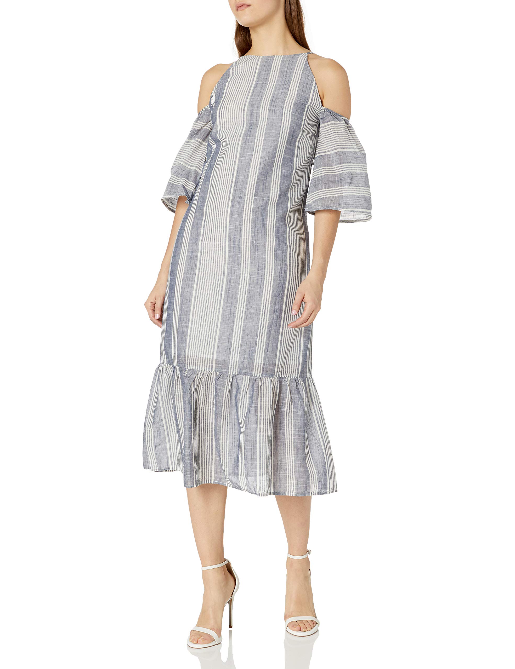 Lucca Couturewomens Stripe Cold Shoulder Maxi Dress Dress