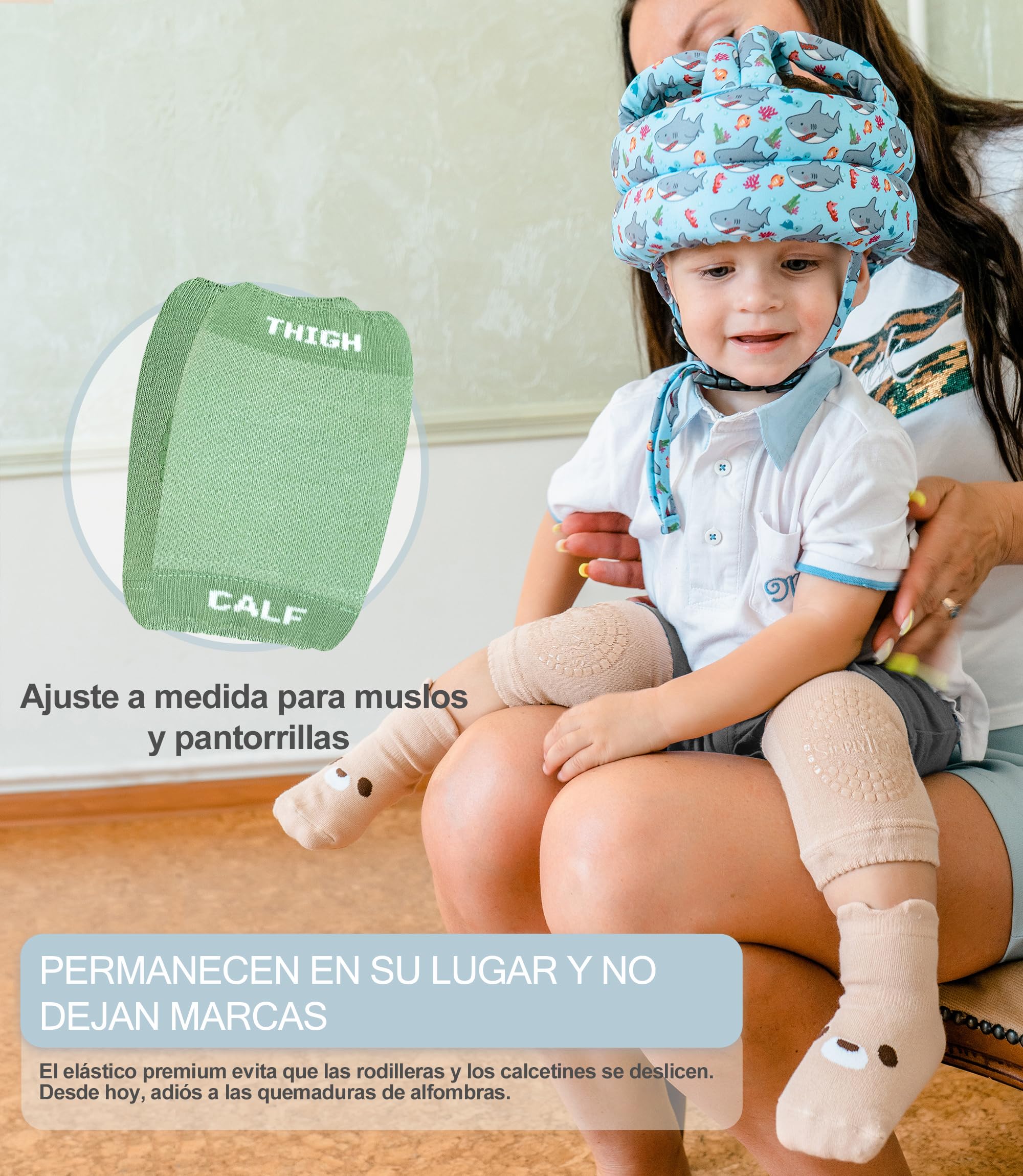 Simply Kids Calcetines Antideslizantes Bebe y Rodilleras Bebe Gateo (3 Pares) Calcetines Antideslizantes Niña y Niño 6-18 Meses